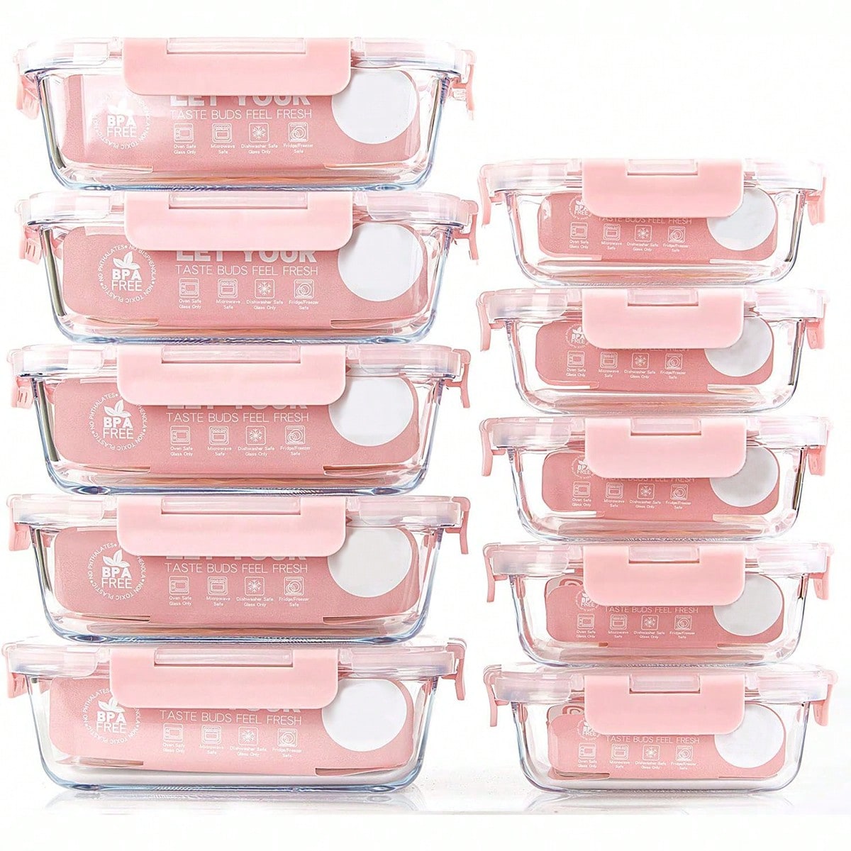 Food Storage Meals - 10'lu Paket Cam Yemek Hazırlık Kapları,